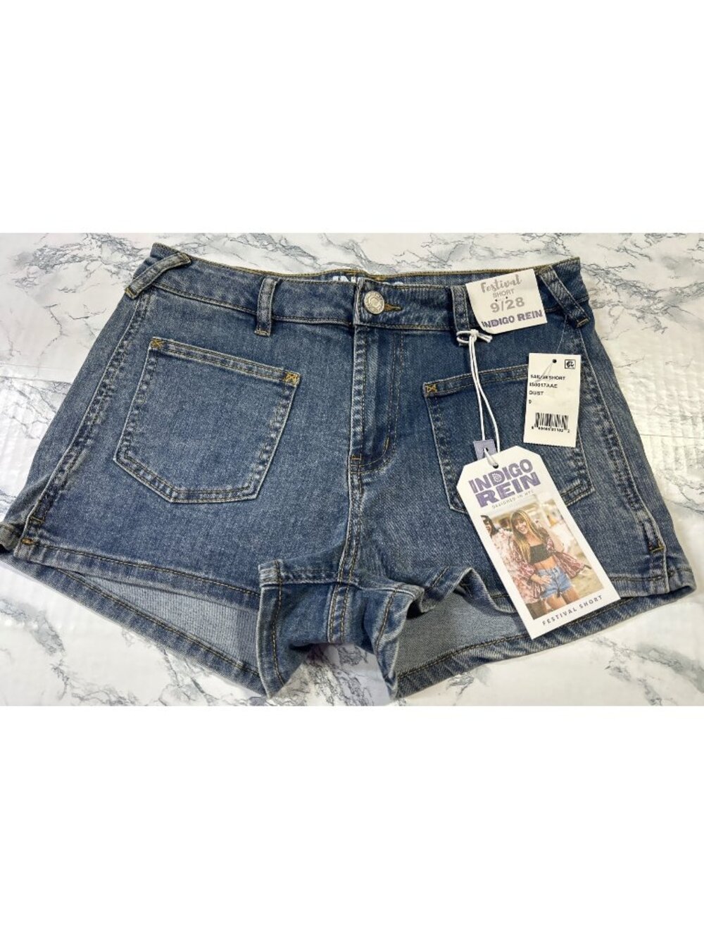 Indigo Rein Womens Size 9/28 Festival Denim Shorts Easy Fit Blue Casual Style